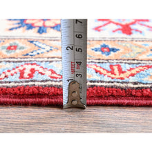 Load image into Gallery viewer, 4&#39;9&quot;x7&#39;1&quot; Berry Red, Kazak With Tribal Medallions Design, Soft Wool, Vegetable Dyes, Hand Knotted, Denser Weave, Oriental Rug FWR2010