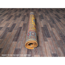 Load image into Gallery viewer, 5&#39;2&quot;x6&#39;7&quot; Golden Yellow, Kazak with Geometric Medallions Design, Hand Knotted, Denser Weave, Vegetable Dyes, Soft and Vibrant Wool, Oriental Rug FWR2016