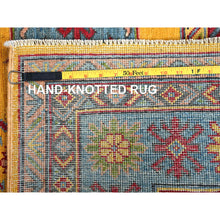 Load image into Gallery viewer, 5&#39;2&quot;x6&#39;7&quot; Golden Yellow, Kazak With Geometric Medallions Design, Hand Knotted, Denser Weave, Vegetable Dyes, Soft And Vibrant Wool, Oriental Rug FWR2016