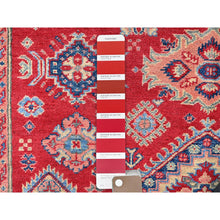 Load image into Gallery viewer, 5&#39;x6&#39;4&quot; Scarlet Red, Kazak With Geometric Medallions Design, Vegetable Dyes, Hand Knotted, Denser Weave, Pure Wool, Oriental Rug FWR2028