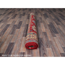 Load image into Gallery viewer, 5&#39;x6&#39;4&quot; Scarlet Red, Kazak With Geometric Medallions Design, Vegetable Dyes, Hand Knotted, Denser Weave, Pure Wool, Oriental Rug FWR2028