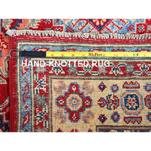 Load image into Gallery viewer, 5&#39;x6&#39;4&quot; Scarlet Red, Kazak With Geometric Medallions Design, Vegetable Dyes, Hand Knotted, Denser Weave, Pure Wool, Oriental Rug FWR2028