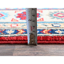 Load image into Gallery viewer, 3&#39;5&quot;x5&#39; Berry Red, Kazak With Geometric Pattern, Hand Knotted, Denser Weave, Pure Wool, Vegetable Dyes, Oriental Rug FWR2040