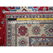 Load image into Gallery viewer, 3&#39;5&quot;x5&#39; Berry Red, Kazak With Geometric Pattern, Hand Knotted, Denser Weave, Pure Wool, Vegetable Dyes, Oriental Rug FWR2040