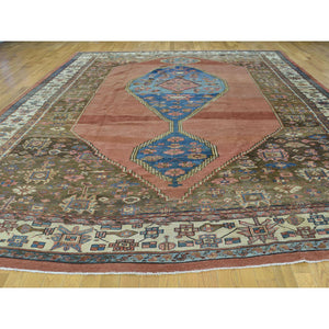 10'8"x14'1" Honey Brown Handmade Original Antique Persian Bakshaish Mint Cond Rug FWR204786