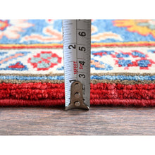Load image into Gallery viewer, 3&#39;8&quot;x4&#39;10&quot; Crimson Red, Kazak With All Over Tribal Motifs, Hand Knotted, Vegetable Dyes, Denser Weave, Pure Wool, Oriental Rug FWR2046