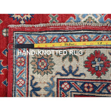 Load image into Gallery viewer, 3&#39;1&quot;x4&#39;10&quot; Berry Red, Hand Knotted, Kazak With Geometric Medallions Design, Vegetable Dyes, Denser Weave, Soft 100% Wool, Oriental Rug FWR2052