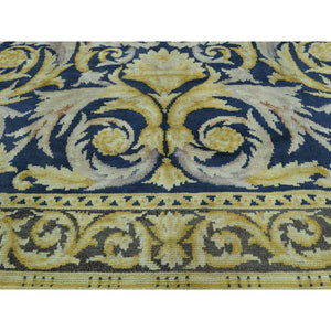 10'10"x13'8" Navy Blue Old Spanish Savonnerie Exc Cond Hand-knotted Oversize Rug FWR206544