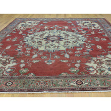 Load image into Gallery viewer, 9&#39;x11&#39;3&quot; Red Hand-knotted Antique Persian Serapi Open Field Oriental Rug FWR206550