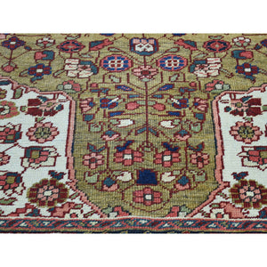 4'6"x6'4" Green Hand-knotted Antique Persian Heriz Mint Cond Pure Wool Oriental Rug FWR206706