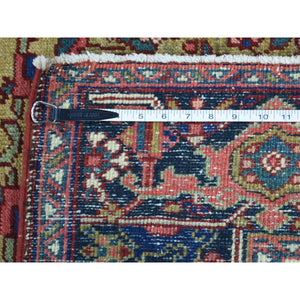 4'6"x6'4" Green Hand-knotted Antique Persian Heriz Mint Cond Pure Wool Oriental Rug FWR206706