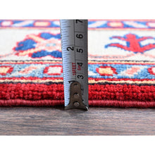 Load image into Gallery viewer, 3&#39;5&quot;x5&#39; Arsenal Red, Kazak With Geometric Medallions Design, Soft And Shiny Wool, Vegetable Dyes, Hand Knotted, Denser Weave, Oriental Rug FWR2076