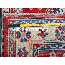Load image into Gallery viewer, 3&#39;5&quot;x5&#39; Arsenal Red, Kazak With Geometric Medallions Design, Soft And Shiny Wool, Vegetable Dyes, Hand Knotted, Denser Weave, Oriental Rug FWR2076