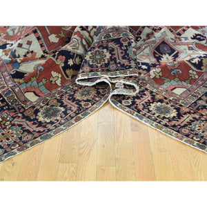 10'x11'7" Red Hand-Knotted Antique Persian Serapi Squarish Good Cond Rug FWR208710