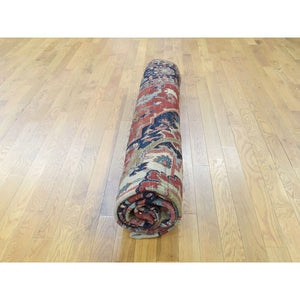 10'x11'7" Red Hand-Knotted Antique Persian Serapi Squarish Good Cond Rug FWR208710