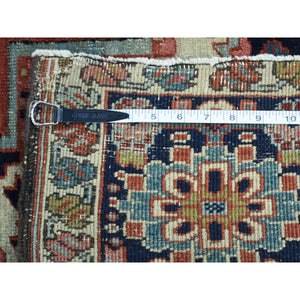 10'x11'7" Red Hand-Knotted Antique Persian Serapi Squarish Good Cond Rug FWR208710
