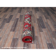 Load image into Gallery viewer, 3&#39;3&quot;x4&#39;9&quot; Berry Red, Kazak With Tribal Medallions Design, Vegetable Dyes, Hand Knotted, Denser Weave, 100% Wool, Oriental Rug FWR2088