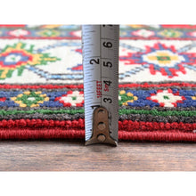 Load image into Gallery viewer, 3&#39;3&quot;x4&#39;9&quot; Berry Red, Kazak With Tribal Medallions Design, Vegetable Dyes, Hand Knotted, Denser Weave, 100% Wool, Oriental Rug FWR2088