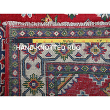 Load image into Gallery viewer, 3&#39;3&quot;x4&#39;9&quot; Berry Red, Kazak With Tribal Medallions Design, Vegetable Dyes, Hand Knotted, Denser Weave, 100% Wool, Oriental Rug FWR2088