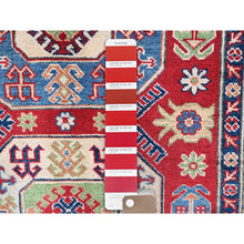 Load image into Gallery viewer, 4&#39;x5&#39;8&quot; Arsenal Red, Kazak with Geometric Medallions Design, Vegetable Dyes, Hand Knotted, Denser Weave, Soft and Vibrant Wool, Oriental Rug FWR2124
