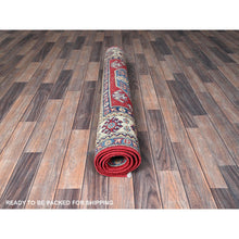 Load image into Gallery viewer, 4&#39;x5&#39;8&quot; Arsenal Red, Kazak with Geometric Medallions Design, Vegetable Dyes, Hand Knotted, Denser Weave, Soft and Vibrant Wool, Oriental Rug FWR2124