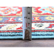 Load image into Gallery viewer, 4&#39;1&quot;x5&#39;10&quot; Aquamarine Blue, Kazak with Geometric Medallions Design, Vegetable Dyes, Denser Weave, Hand Knotted, Soft and Vibrant Wool, Oriental Rug FWR2136