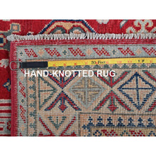 Load image into Gallery viewer, 3&#39;10&quot;x5&#39;10&quot; Arsenal Red, Kazak With All Over Tribal Motifs, Hand Knotted, Vegetable Dyes, Denser Weave, Pure Wool, Oriental Rug FWR2142