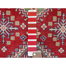 Load image into Gallery viewer, 4&#39;x6&#39; Crimson Red, Kazak With All Over Tribal Motifs, Vegetable Dyes, Hand Knotted, Denser Weave, Pure Wool, Oriental Rug FWR2148