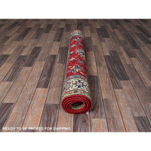Load image into Gallery viewer, 4&#39;x6&#39; Crimson Red, Kazak with All Over Tribal Motifs, Vegetable Dyes, Hand Knotted, Denser Weave, Pure Wool, Oriental Rug FWR2148