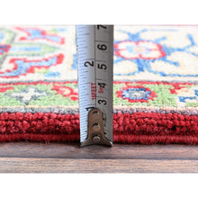Load image into Gallery viewer, 4&#39;x6&#39; Crimson Red, Kazak with All Over Tribal Motifs, Vegetable Dyes, Hand Knotted, Denser Weave, Pure Wool, Oriental Rug FWR2148