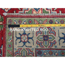 Load image into Gallery viewer, 4&#39;x6&#39; Crimson Red, Kazak With All Over Tribal Motifs, Vegetable Dyes, Hand Knotted, Denser Weave, Pure Wool, Oriental Rug FWR2148