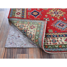 Load image into Gallery viewer, 4&#39;x6&#39; Imperial Red, Kazak With Geometric Design, Vegetable Dyes, Hand Knotted, Denser Weave, Soft And Vibrant Wool, Oriental Rug FWR2154