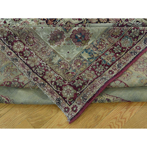 10'9"x12' Beige Antique Lavar Kerman With Natural Cranberry Dyes Oriental Rug FWR216360