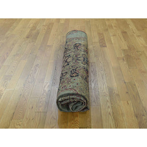 10'9"x12' Beige Antique Lavar Kerman With Natural Cranberry Dyes Oriental Rug FWR216360
