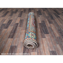 Load image into Gallery viewer, 4&#39;x5&#39;9&quot; Dove Gray, Hand Knotted, Kazak With Geometric Medallions Design, Vegetable Dyes, Denser Weave, Soft And Shiny Wool, Oriental Rug FWR2160