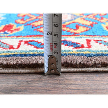 Load image into Gallery viewer, 4&#39;x5&#39;9&quot; Dove Gray, Hand Knotted, Kazak with Geometric Medallions Design, Vegetable Dyes, Denser Weave, Soft and Shiny Wool, Oriental Rug FWR2160