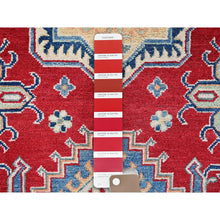 Load image into Gallery viewer, 4&#39;1&quot;x6&#39;1&quot; Berry Red, Kazak with Geometric Medallions Design, Vegetable Dyes, Hand Knotted, Denser Weave, Soft and Vibrant Wool, Oriental Rug FWR2166