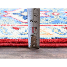 Load image into Gallery viewer, 4&#39;1&quot;x6&#39;1&quot; Berry Red, Kazak with Geometric Medallions Design, Vegetable Dyes, Hand Knotted, Denser Weave, Soft and Vibrant Wool, Oriental Rug FWR2166