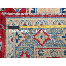 Load image into Gallery viewer, 4&#39;1&quot;x6&#39;1&quot; Berry Red, Kazak With Geometric Medallions Design, Vegetable Dyes, Hand Knotted, Denser Weave, Soft And Vibrant Wool, Oriental Rug FWR2166
