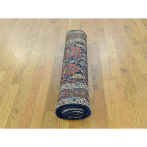 3'5"x12'9" Blue Full Pile Antique Mint Condition Northwest Persian Wide Runner Rug FWR217602