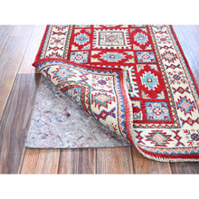 Load image into Gallery viewer, 2&#39;x3&#39; Berry Red, Kazak With Geometric Pattern, Soft And Shiny Wool, Vegetable Dyes, Hand Knotted, Denser Weave, Sample, Mat, Oriental Rug FWR2172