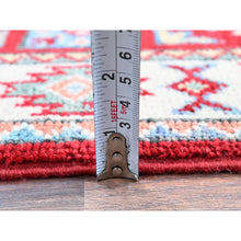 Load image into Gallery viewer, 2&#39;x3&#39; Berry Red, Kazak With Geometric Pattern, Soft And Shiny Wool, Vegetable Dyes, Hand Knotted, Denser Weave, Sample, Mat, Oriental Rug FWR2172