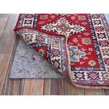 Load image into Gallery viewer, 2&#39;2&quot;x3&#39; Crimson Red, Kazak With Geometric Pattern, Soft And Vibrant Wool, Vegetable Dyes, Hand Knotted, Denser Weave, Sample, Mat, Oriental Rug FWR2178