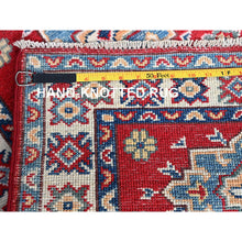 Load image into Gallery viewer, 2&#39;2&quot;x3&#39; Crimson Red, Kazak With Geometric Pattern, Soft And Vibrant Wool, Vegetable Dyes, Hand Knotted, Denser Weave, Sample, Mat, Oriental Rug FWR2178
