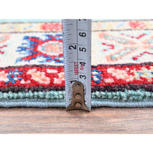 Load image into Gallery viewer, 2&#39;1&quot;x3&#39; Powder Blue, Kazak with Geometric Pattern, Soft and Shiny Wool, Vegetable Dyes, Hand Knotted, Denser Weave, Sample, Mat, Oriental Rug FWR2190