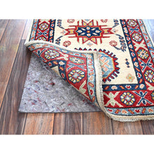 Load image into Gallery viewer, 2&#39;x3&#39;1&quot; Tofu White, Kazak With Geometric Pattern, Soft And Shiny Wool, Vegetable Dyes, Hand Knotted, Denser Weave, Sample, Mat, Oriental Rug FWR2196