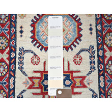 Load image into Gallery viewer, 2&#39;x3&#39;1&quot; Tofu White, Kazak With Geometric Pattern, Soft And Shiny Wool, Vegetable Dyes, Hand Knotted, Denser Weave, Sample, Mat, Oriental Rug FWR2196