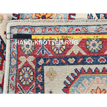 Load image into Gallery viewer, 2&#39;x3&#39;1&quot; Tofu White, Kazak With Geometric Pattern, Soft And Shiny Wool, Vegetable Dyes, Hand Knotted, Denser Weave, Sample, Mat, Oriental Rug FWR2196