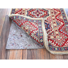Load image into Gallery viewer, 2&#39;x3&#39; Chiffon White, Colorful Kazak With Geometric Medallions Design, Vegetable Dyes, Soft And Vibrant Wool, Hand Knotted, Denser Weave, Sample, Mat, Oriental Rug FWR2202