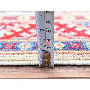 2'x3' Chiffon White, Colorful Kazak with Geometric Medallions Design, Vegetable Dyes, Soft and Vibrant Wool, Hand Knotted, Denser Weave, Sample, Mat, Oriental Rug Sh367 FWR2202